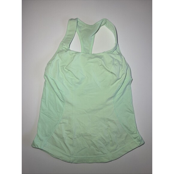 Lululemon Cardio Kick Tank Fresh Teal Green Workout Bra Top Back Pocket Womens 8 - Picture 1 of 5